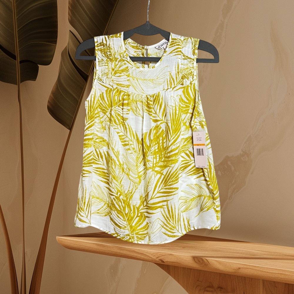Nanette Lapore Top‎ Sleeveless Palm Tropical Print Blouse